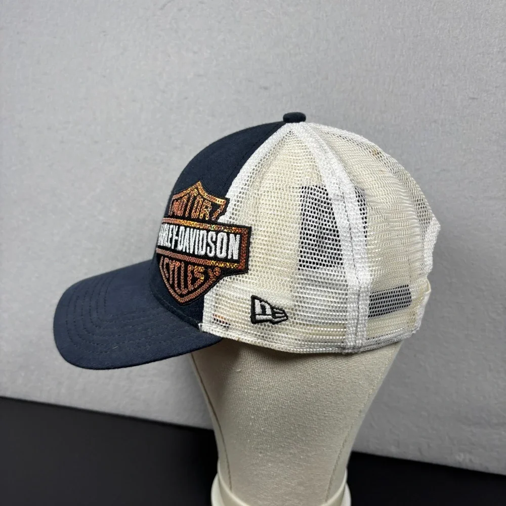 Harley Davidson Women's New Era Trucker‎ Hat Mesh Back Sequins Adjustable OSFM